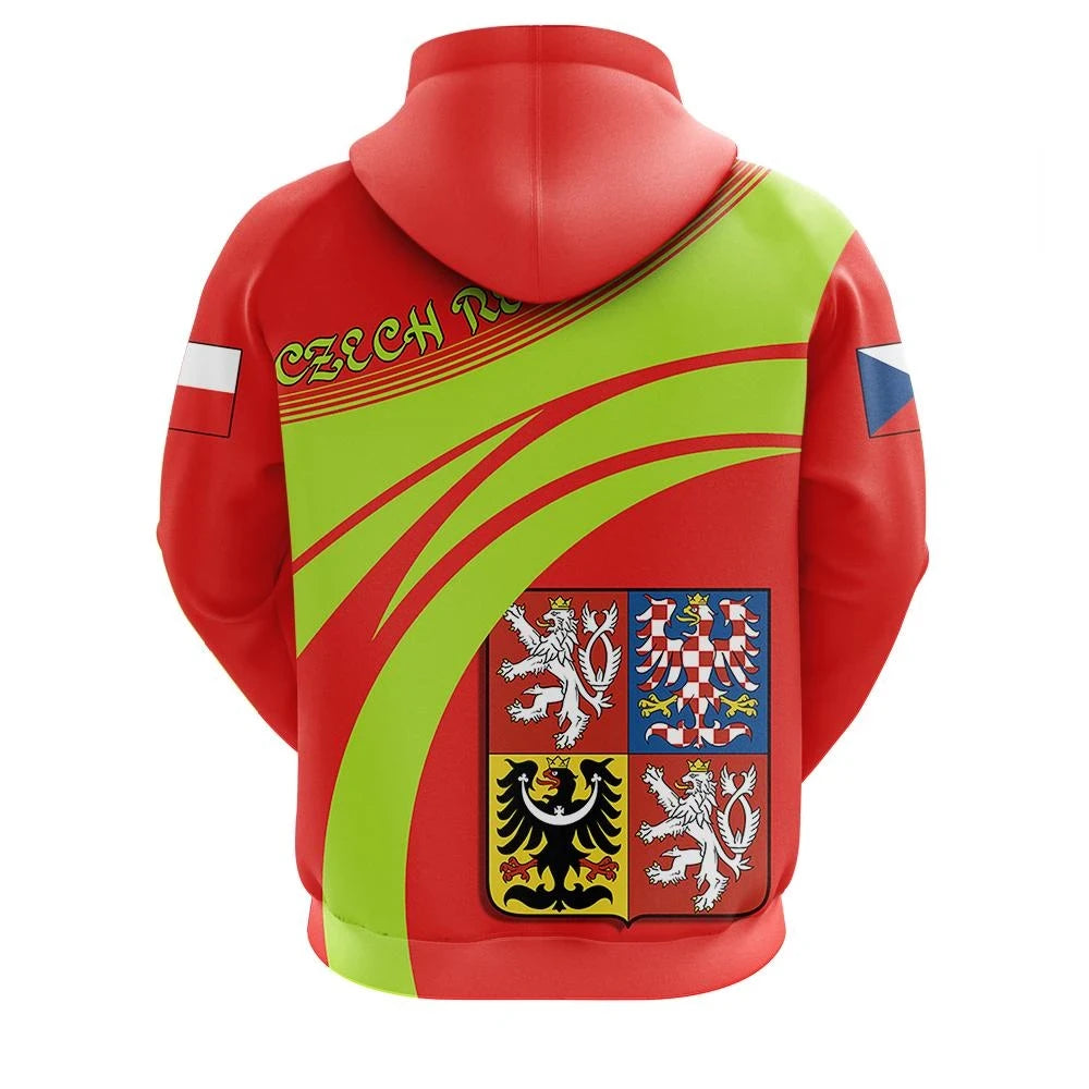 Czech Republic Coat Ofrms Zip Hoodie Cricket Style RLT13 - Wonder Print Shop