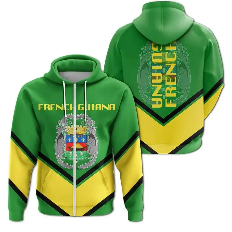 French Guiana Coat Of Arms Zip Hoodie Lucian Style RLT8 - Wonder Print Shop