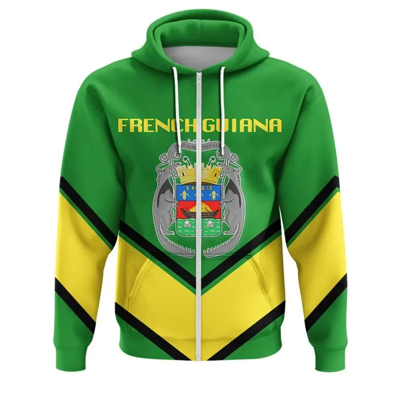 French Guiana Coat Of Arms Zip Hoodie Lucian Style RLT8 - Wonder Print Shop