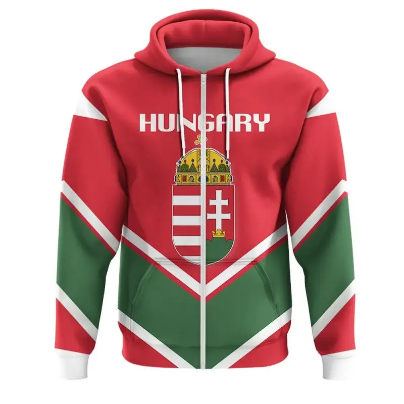 Hungary Coat Of Arms Zip Hoodie Lucian Style RLT8 - Wonder Print Shop