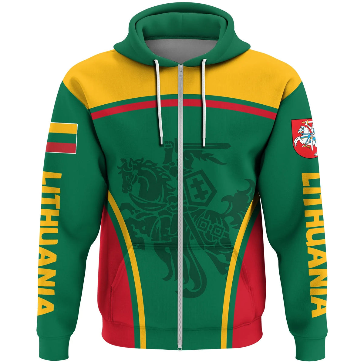 Lithuania Zip Hoodie Active Warrior RLT6 - Wonder Print Shop