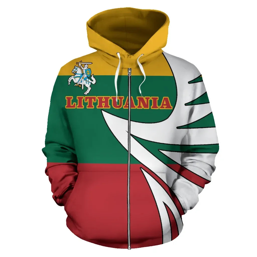 Lithuania Flag Zip Up Hoodie Coat Of Arms RLT6 - Wonder Print Shop