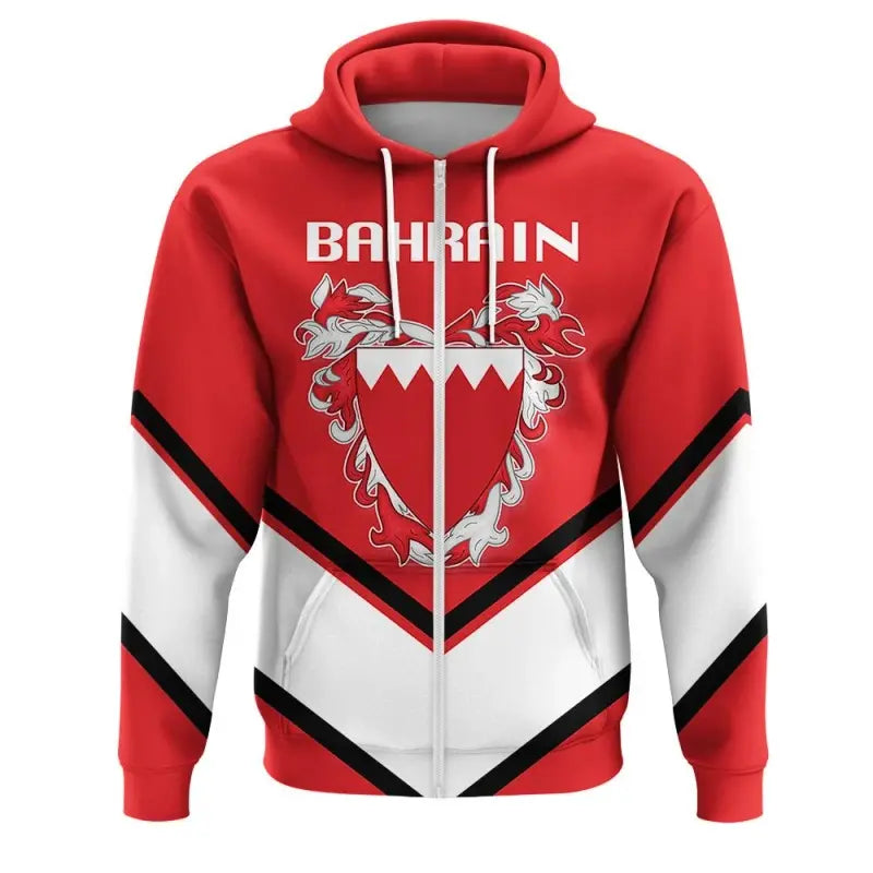 Bahrain Coat Of Arms Zip Hoodie Lucian Style RLT8 - Wonder Print Shop