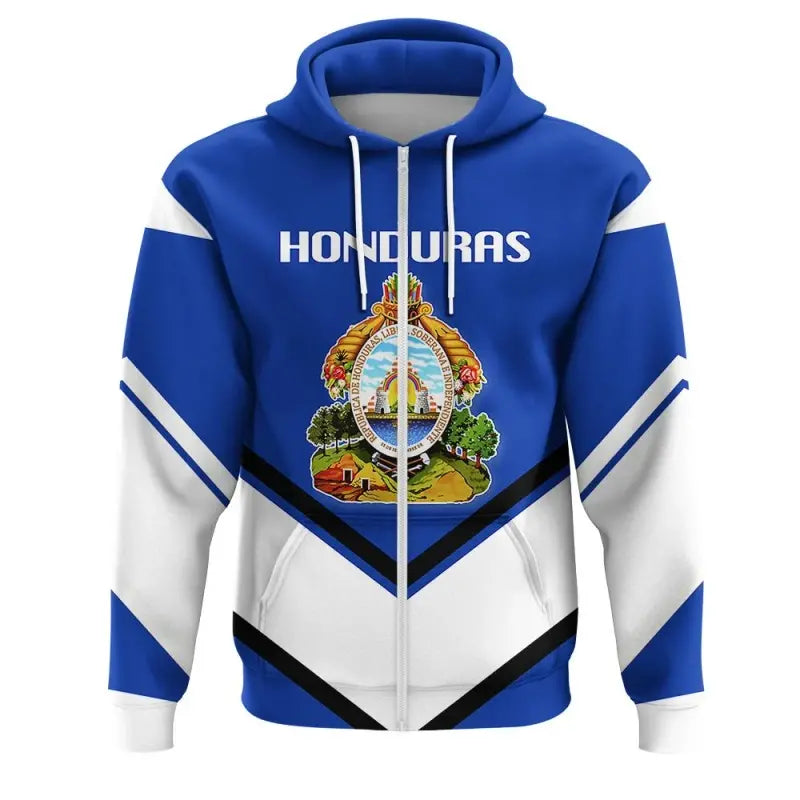 Honduras Coat Of Arms Zip Hoodie Lucian Style RLT8 - Wonder Print Shop