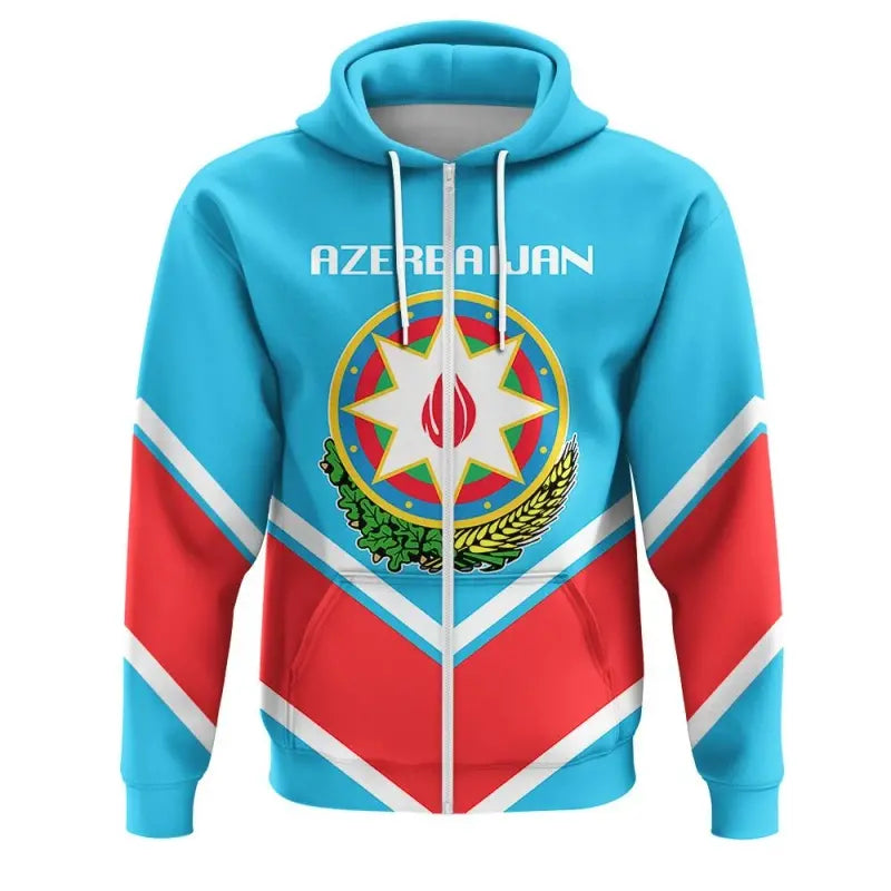 Azerbaijan Coat Of Arms Zip Hoodie Lucian Style RLT8 - Wonder Print Shop