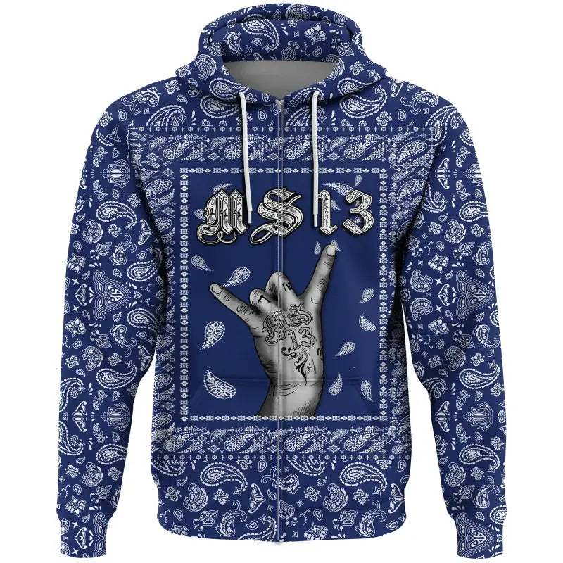 Zip Hoodie Blue Bandana RLT8 - Wonder Print Shop