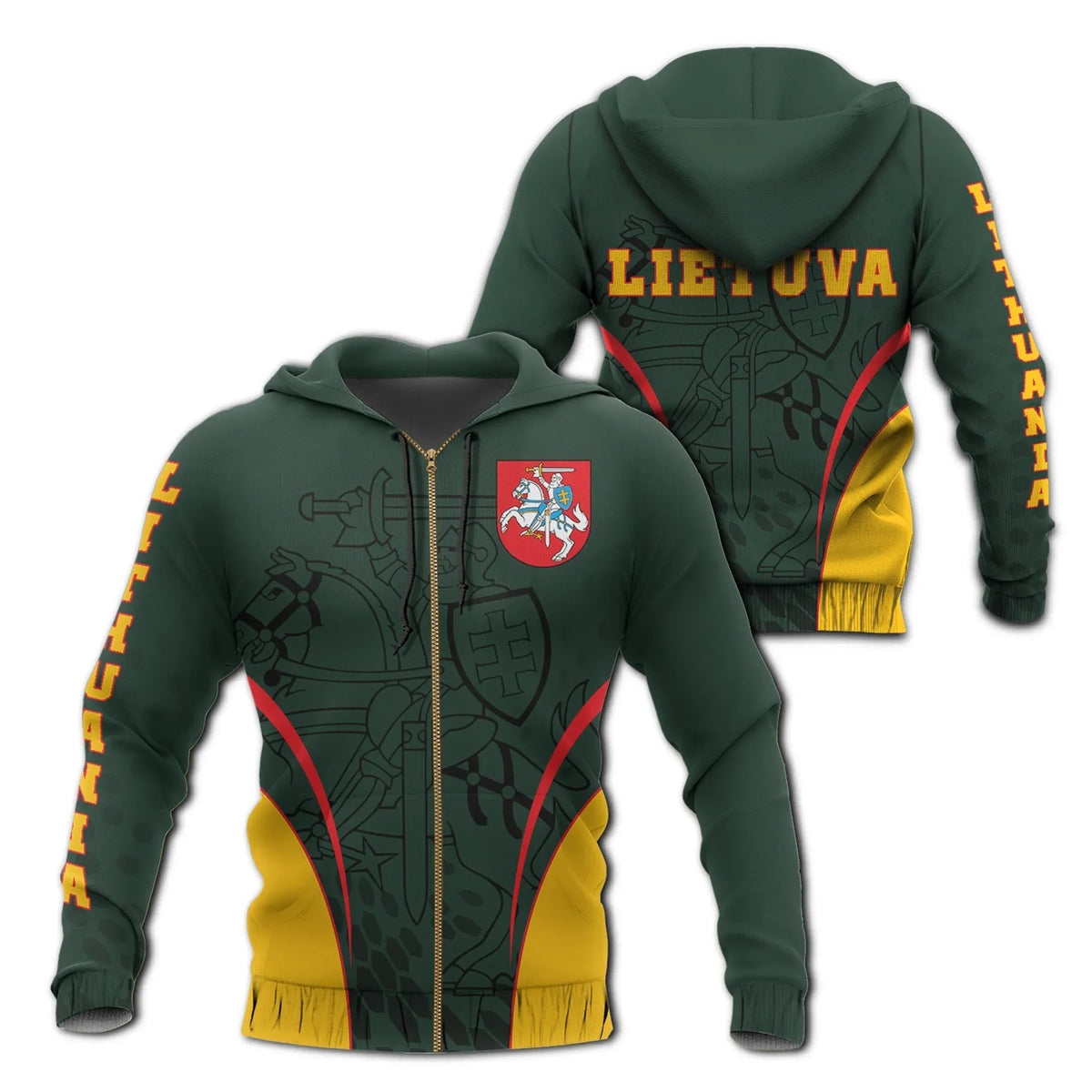 Lithuania Zipper Hoodie Robust Style RLT6 - Wonder Print Shop