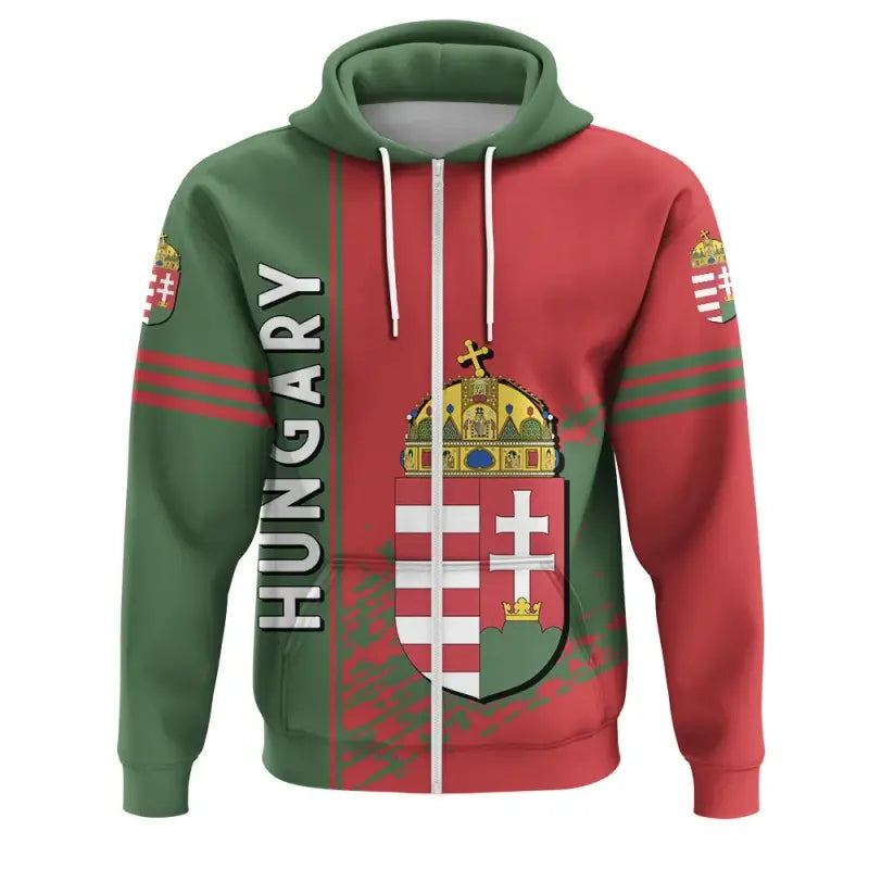 Hungary Coat Of Arms Zip Up Hoodie Quarter Style RLT8 - Wonder Print Shop