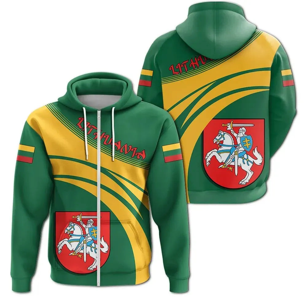 Lithuania Coat Of Arms Zip Hoodie Cricket Style RLT6 - Wonder Print Shop