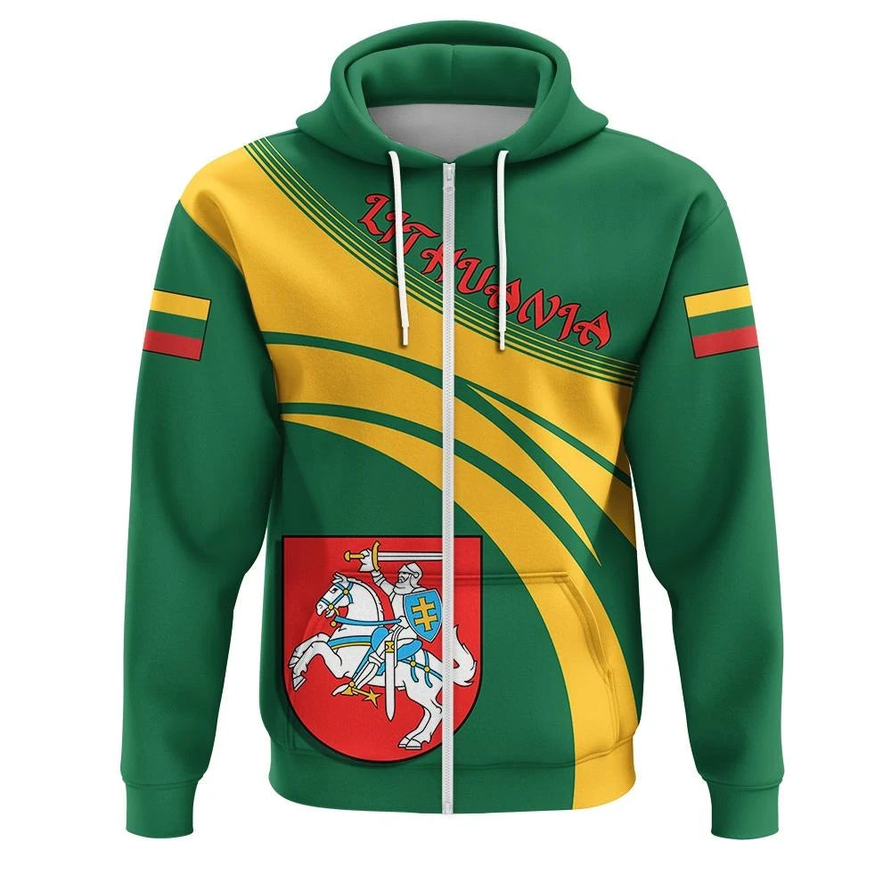 Lithuania Coat Of Arms Zip Hoodie Cricket Style RLT6 - Wonder Print Shop