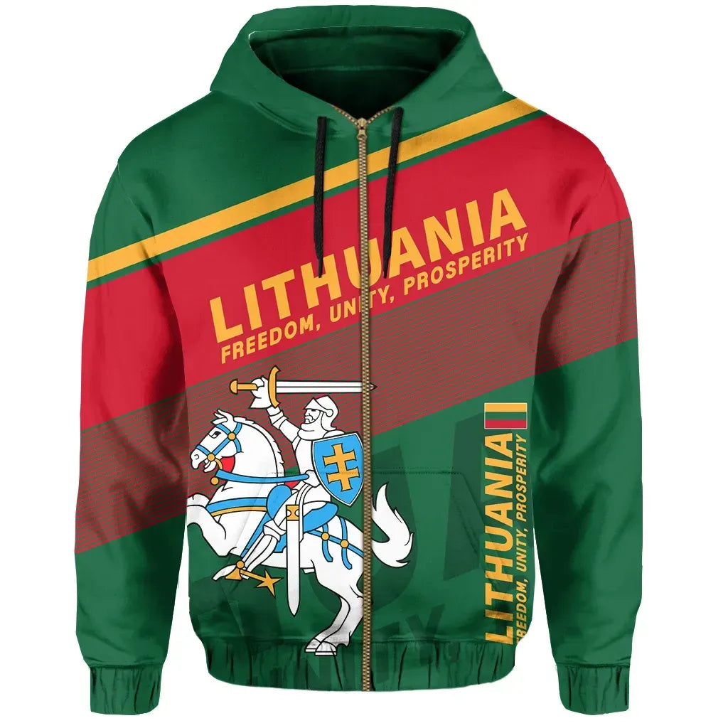 Lithuania Flag Motto Zipper Hoodie Limited Style RLT6 - Wonder Print Shop