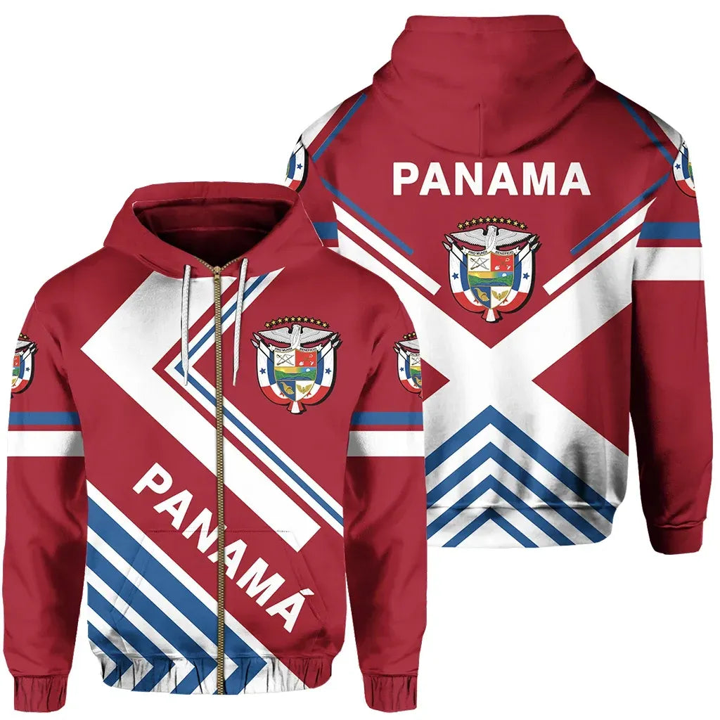 Panama Flag Hoodie Zip America Nations RLT13 - Wonder Print Shop
