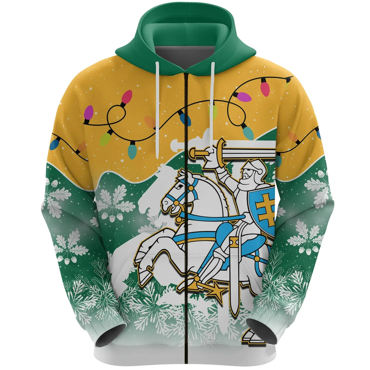 Lithuania Christmas Zip Hoodie Oak Leaves Lietuva RLT6 - Wonder Print Shop