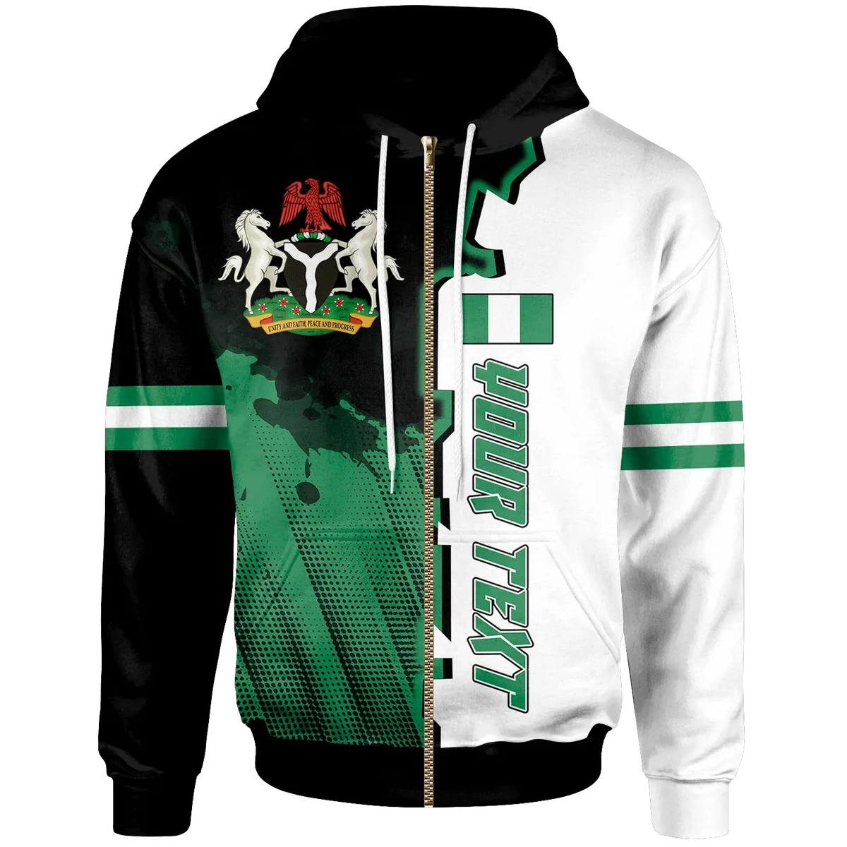 Nigeria Personalised Zip Up Hoodie Independence Day RLT8 - Wonder Print Shop
