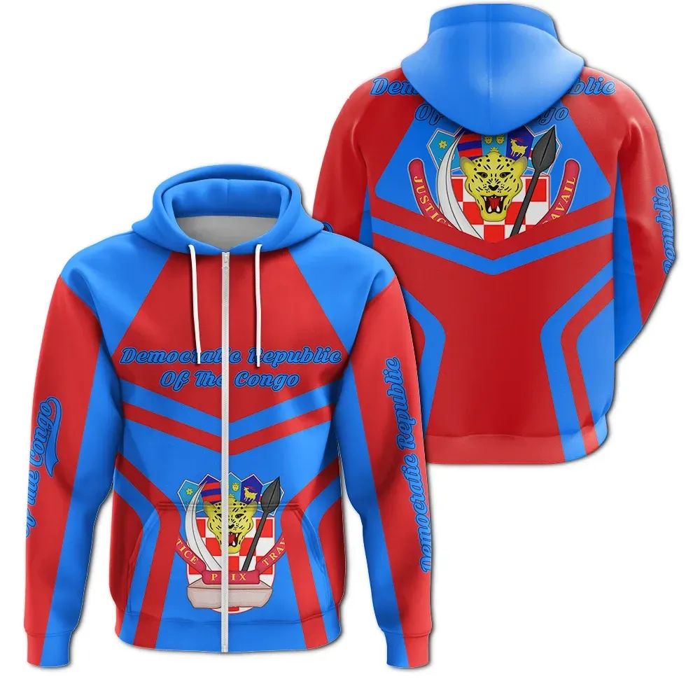Democratic Republic Of The Congo Coat Of Arms Zip Up Hoodie My Style RLT13 - Wonder Print Shop