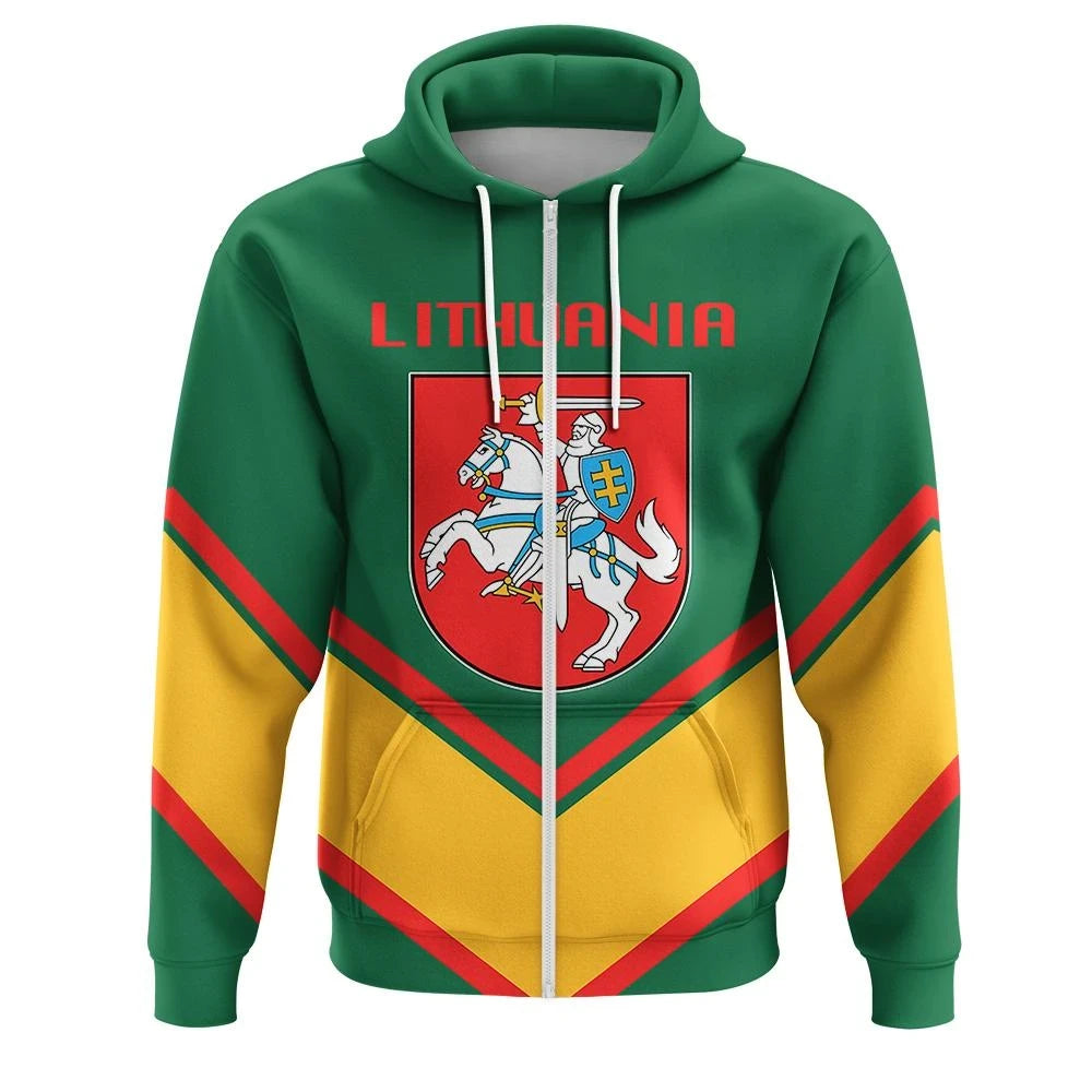 Lithuania Coat Of Arms Zip Hoodie Lucian Style RLT6 - Wonder Print Shop