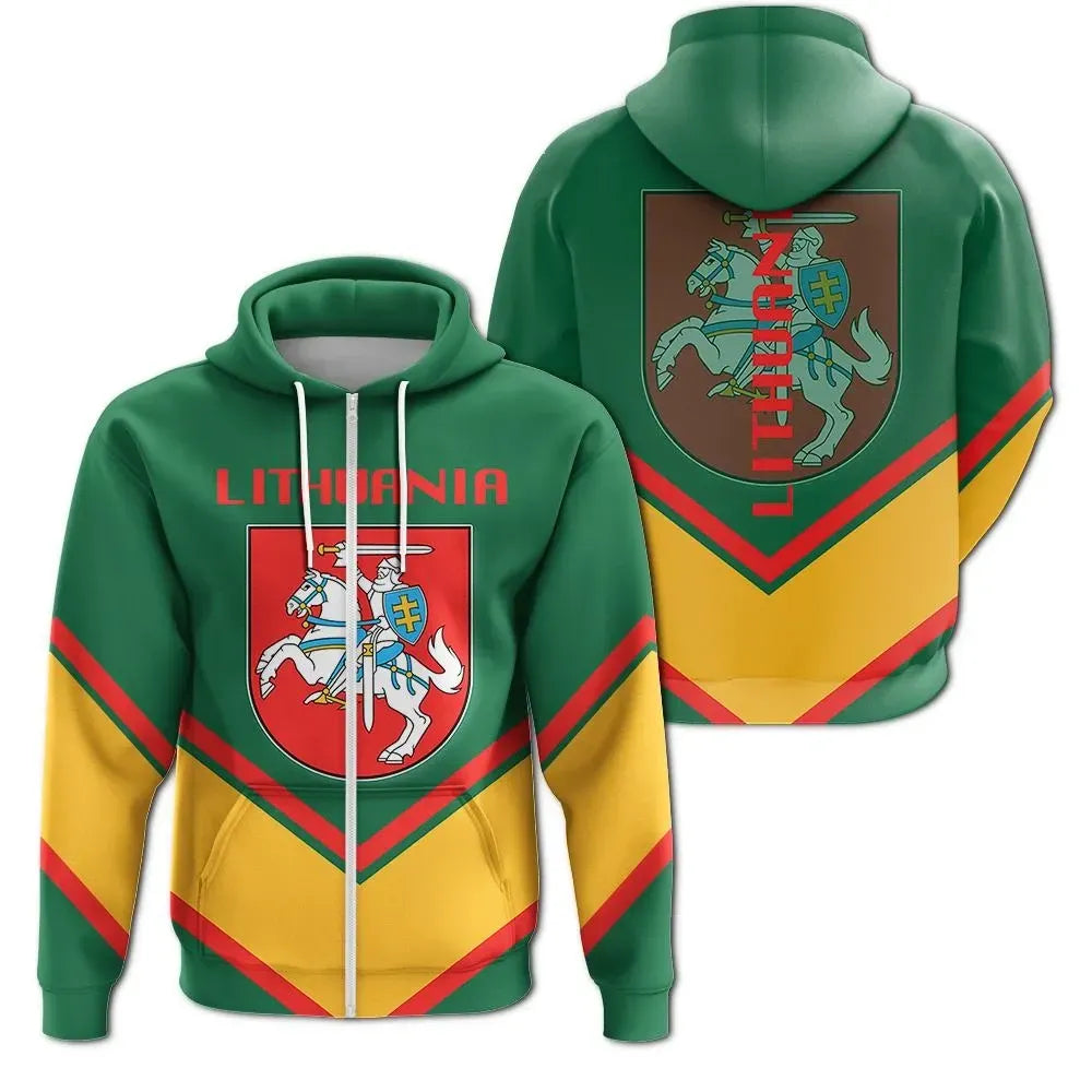 Lithuania Coat Of Arms Zip Hoodie Lucian Style RLT6 - Wonder Print Shop