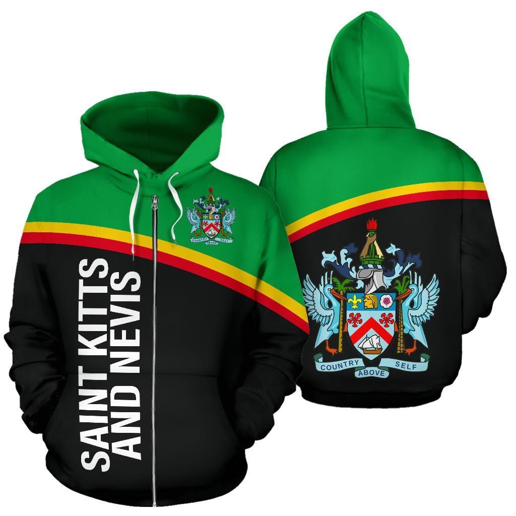 Saint Kitts and Nevis All Over Zip Up Hoodie RLT6 - Wonder Print Shop