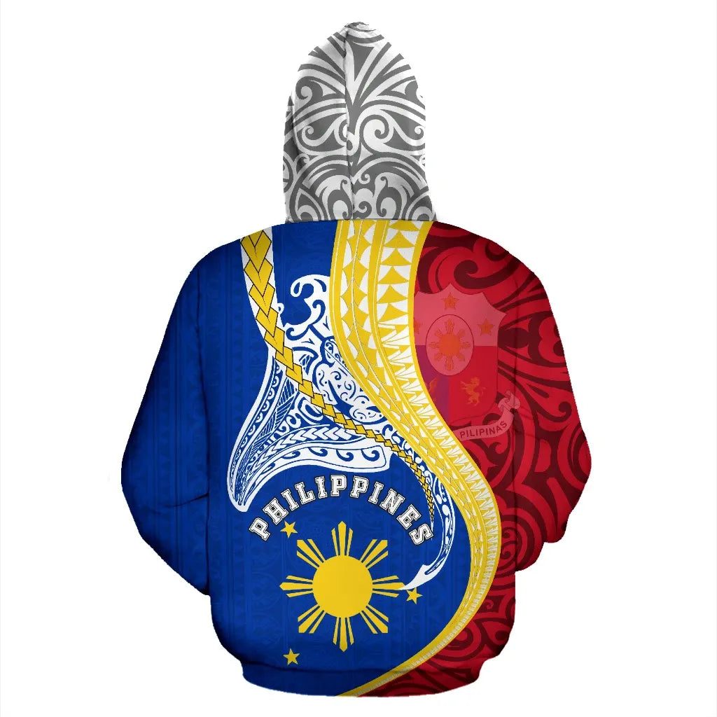 Philippines Zip Up Hoodie Manta Polynesian RLT6 - Wonder Print Shop