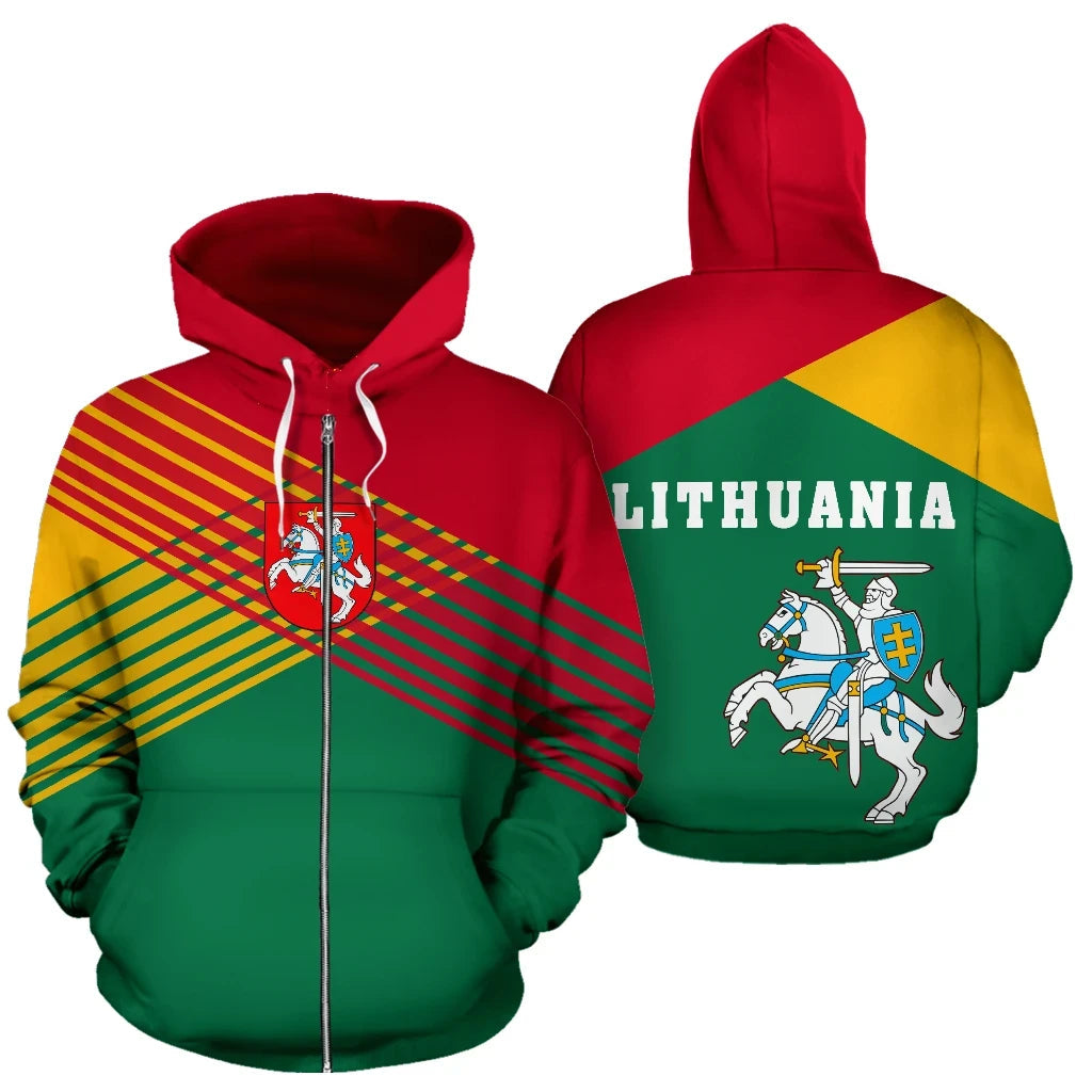 Lithuania Flag Zip Up Hoodie Stripes Style RLT6 - Wonder Print Shop
