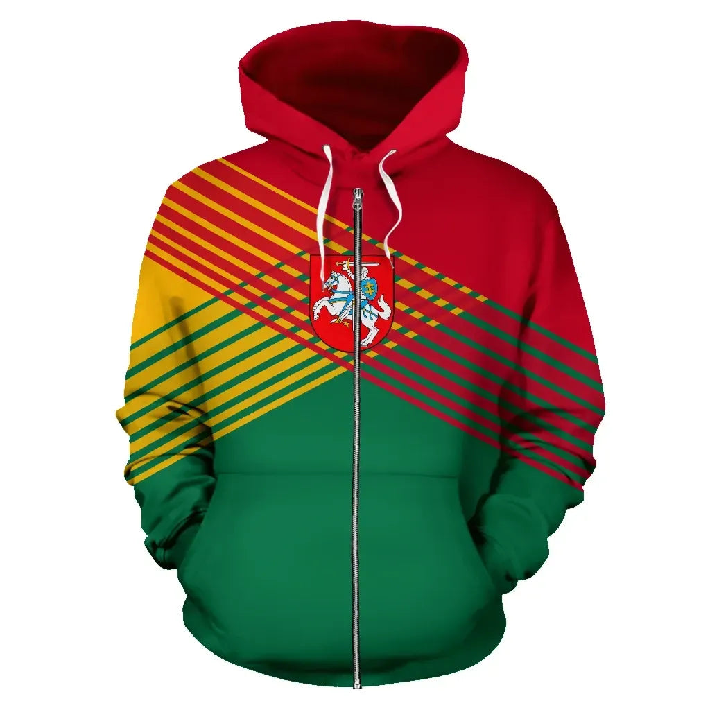 Lithuania Flag Zip Up Hoodie Stripes Style RLT6 - Wonder Print Shop