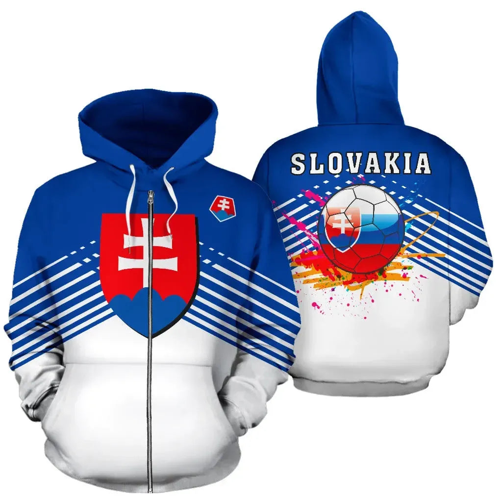 Slovakia Sport Flag Zip Up Hoodie Stripes Style 02 RLT13 - Wonder Print Shop