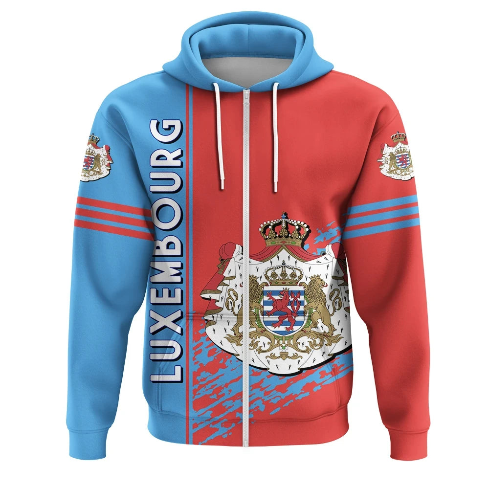 Luxembourg Coat Of Arms Zip Up Hoodie Quarter Style RLT6 - Wonder Print Shop