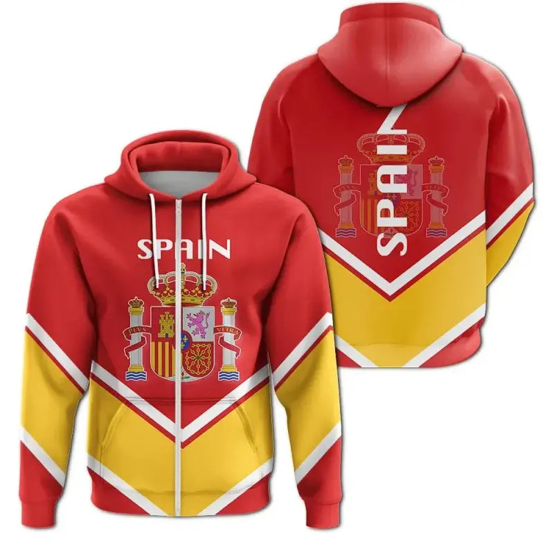 Spain Zip Hoodie Coat Of Arms Lucian Style RLT12 - Wonder Print Shop