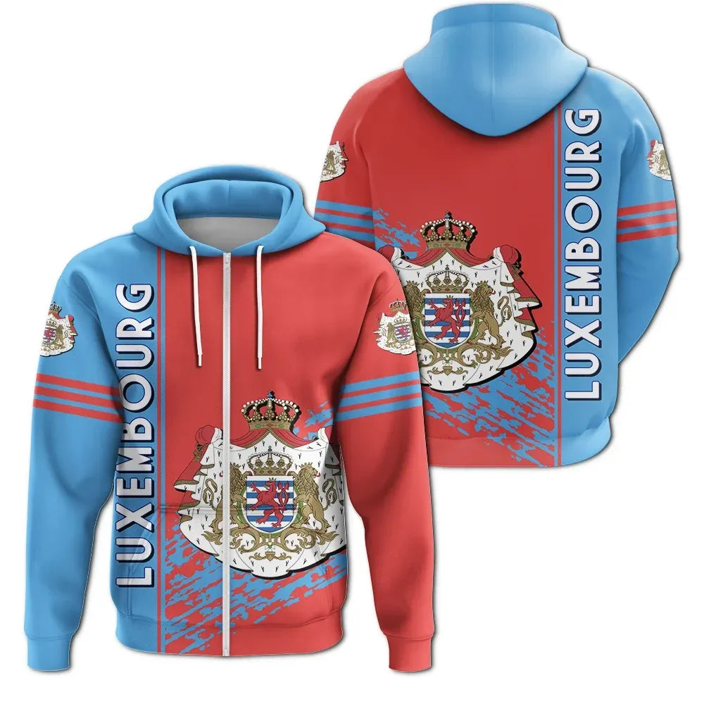 Luxembourg Coat Of Arms Zip Up Hoodie Quarter Style RLT6 - Wonder Print Shop