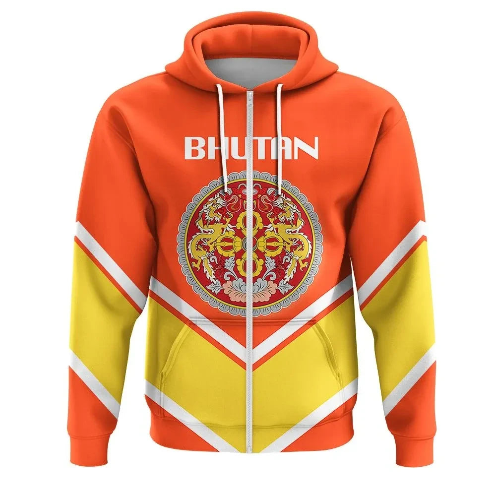 Bhutan Coat Of Arms Zip Hoodie Lucian Style RLT6 - Wonder Print Shop