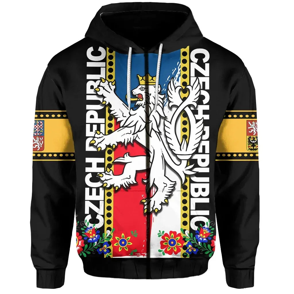 Czech Republic Zip Hoodie Folk Style RLT13 - Wonder Print Shop
