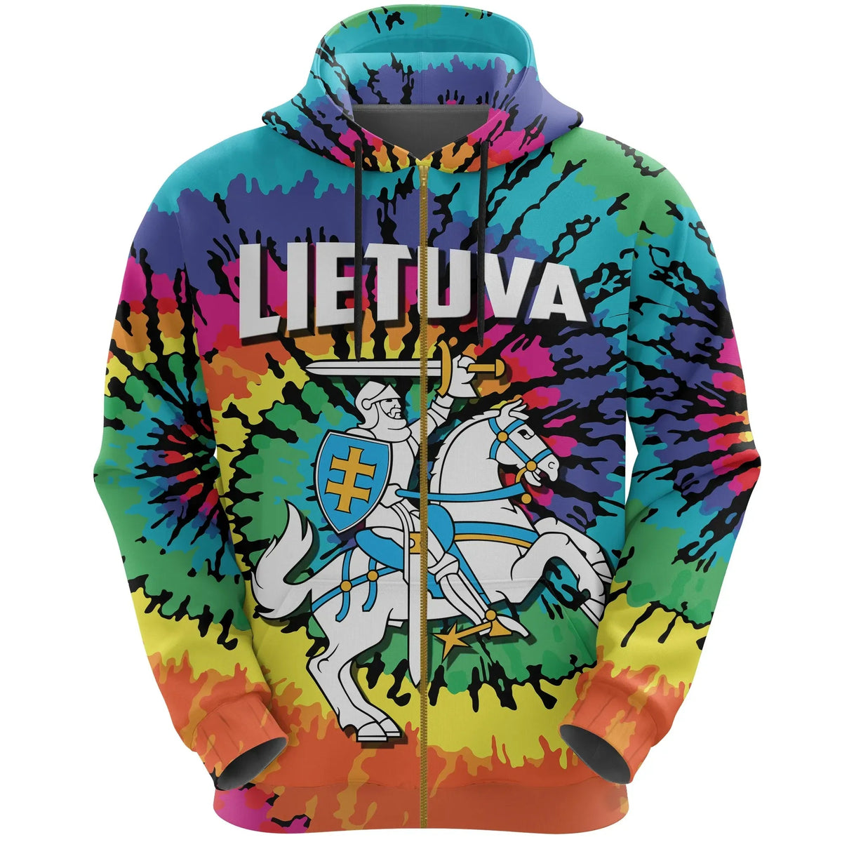 Lithuania Zip Hoodie Tie Dye RLT6 - Wonder Print Shop