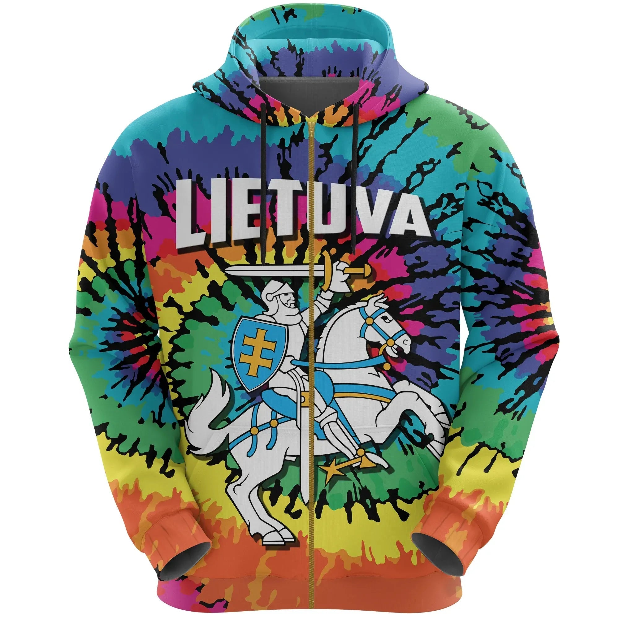 Lithuania Zip Hoodie Tie Dye RLT6 - Wonder Print Shop