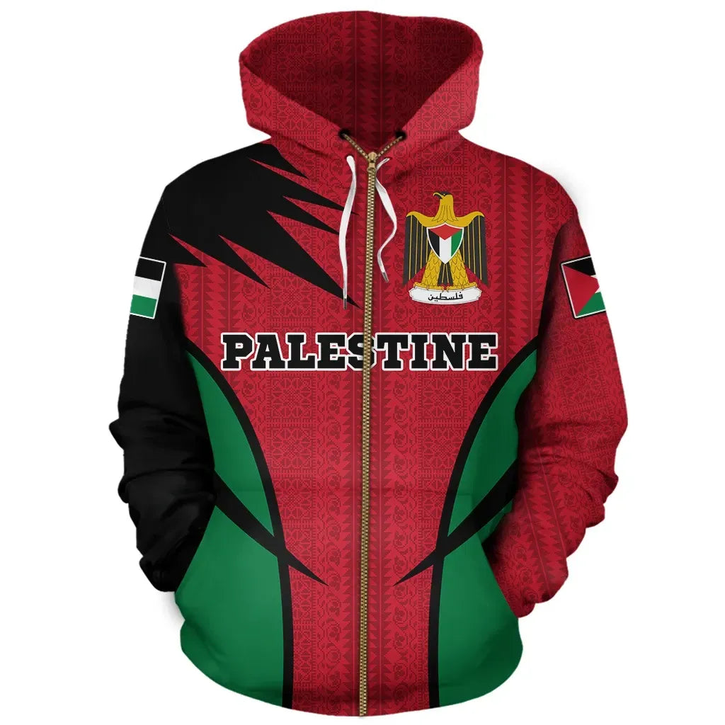 Palestine Hoodie Zip Active RLT13 - Wonder Print Shop