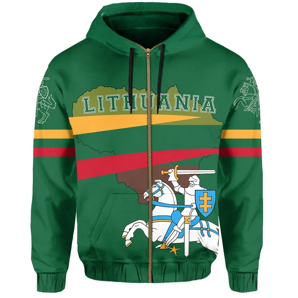 Lithuania Flag Zipper Hoodie Map Version RLT6 - Wonder Print Shop