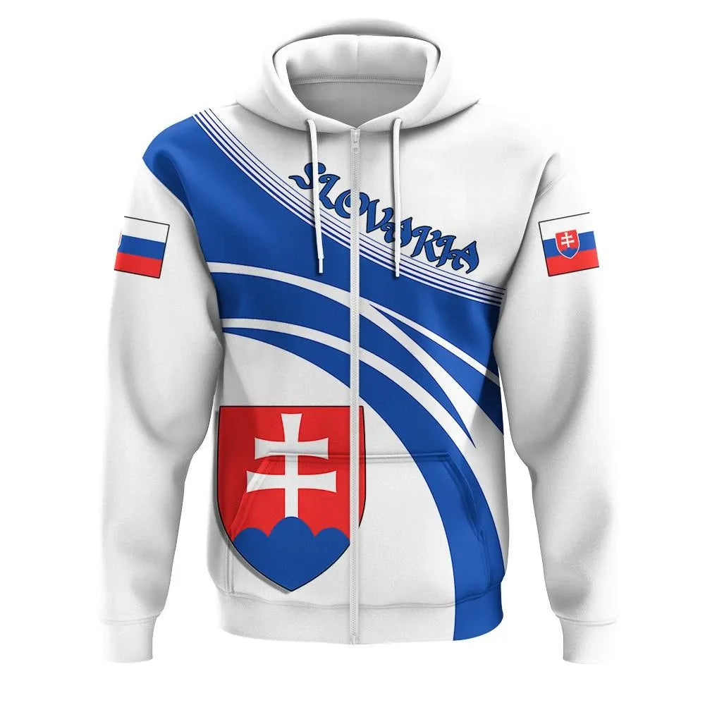 Slovakia Zip Hoodie Coat Of Arms Cricket Style RLT13 - Wonder Print Shop