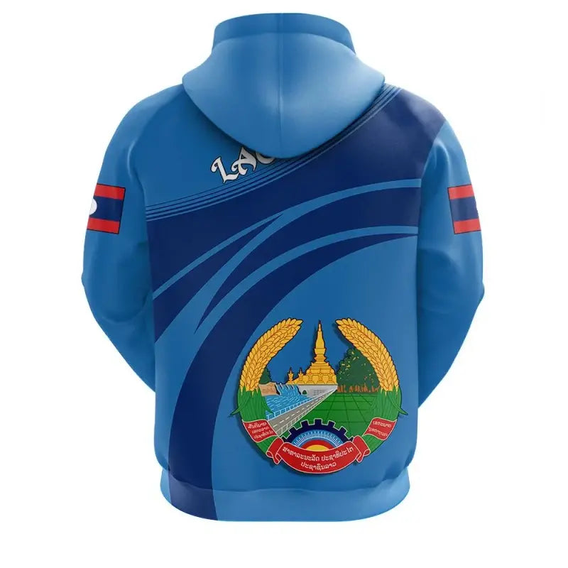 Laos Coat Of Arms Zip Hoodie Cricket Style RLT8 - Wonder Print Shop