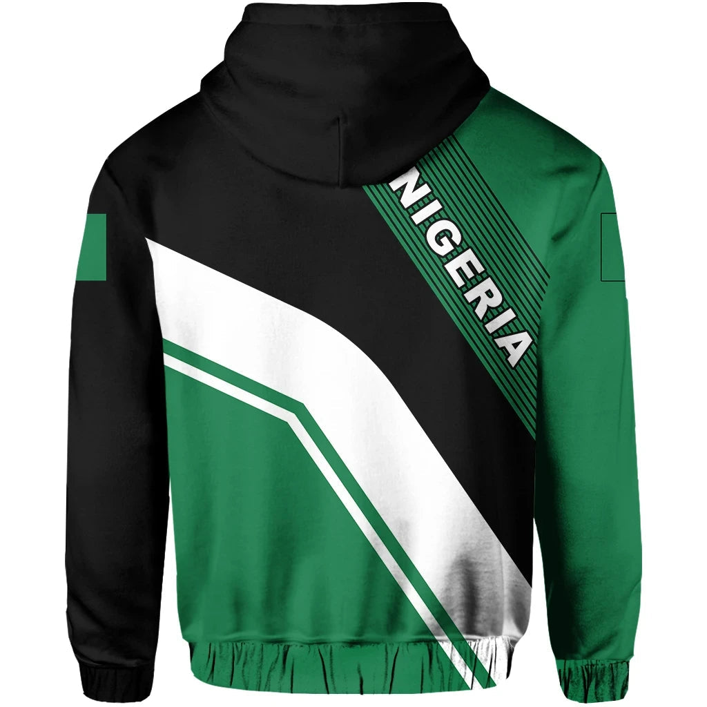 Nigeria Flag Zip Up Hoodie Rambo Style RLT8 - Wonder Print Shop