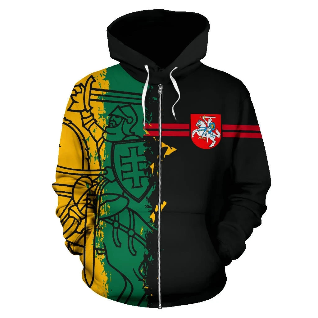 Sport Lithuania Flag Zip Up Hoodie Mystic Style RLT6 - Wonder Print Shop