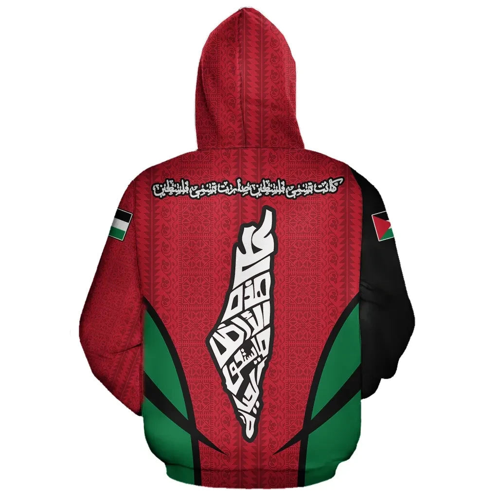 Palestine Hoodie Zip Active Map Style RLT13 - Wonder Print Shop
