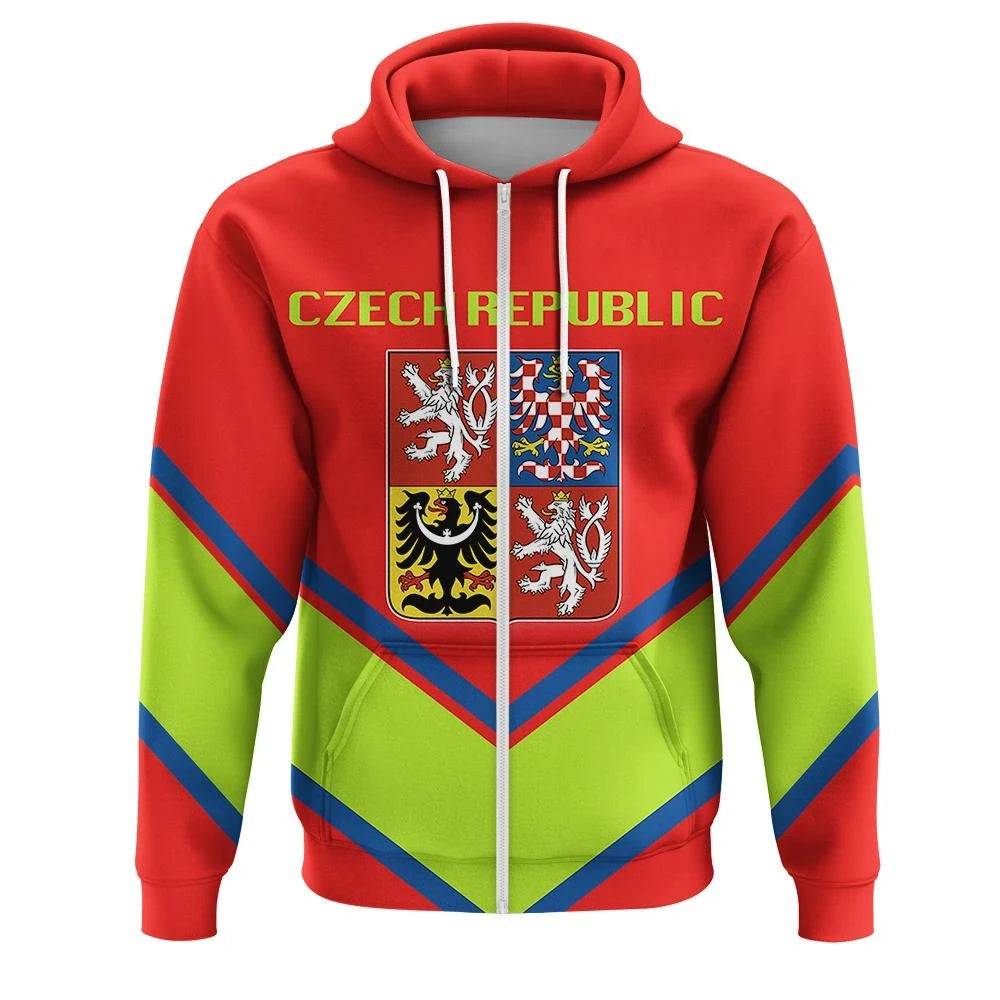 Czech Republic Coat Ofrms Zip Hoodie Lucian Style RLT13 - Wonder Print Shop