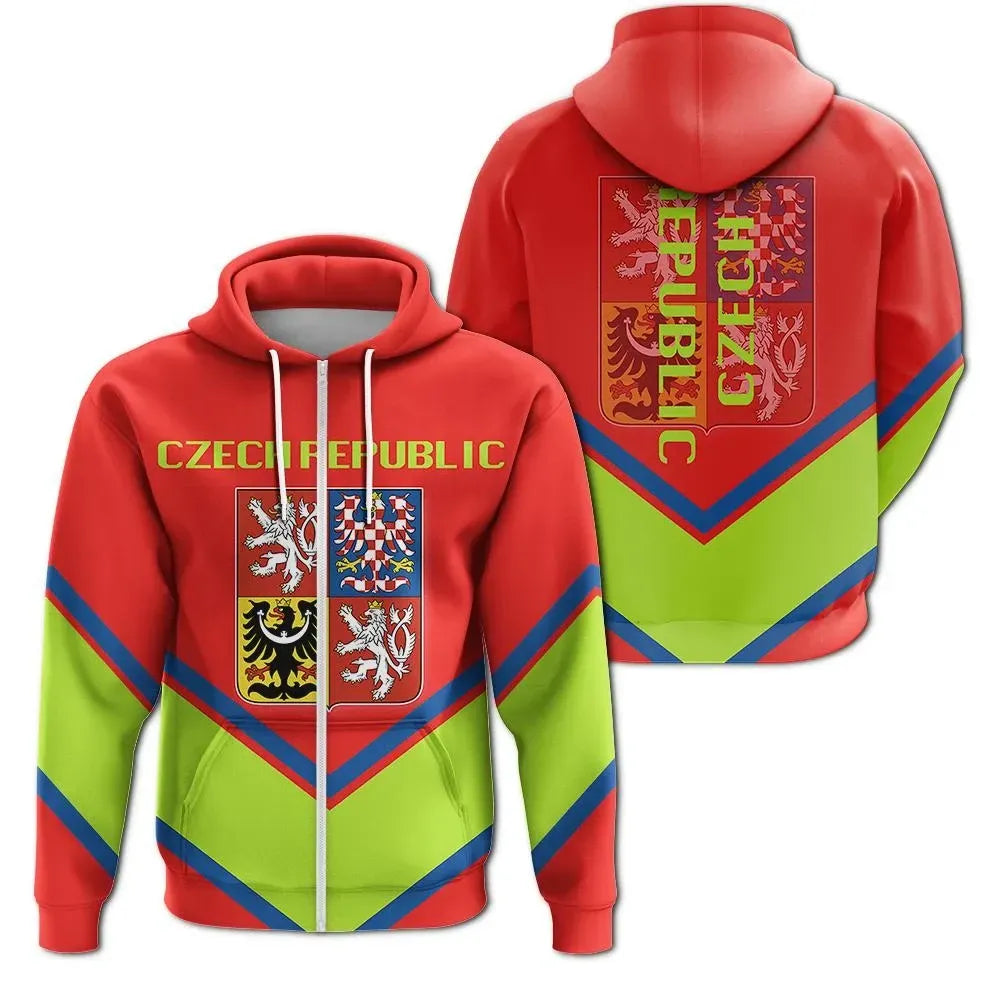 Czech Republic Coat Ofrms Zip Hoodie Lucian Style RLT13 - Wonder Print Shop