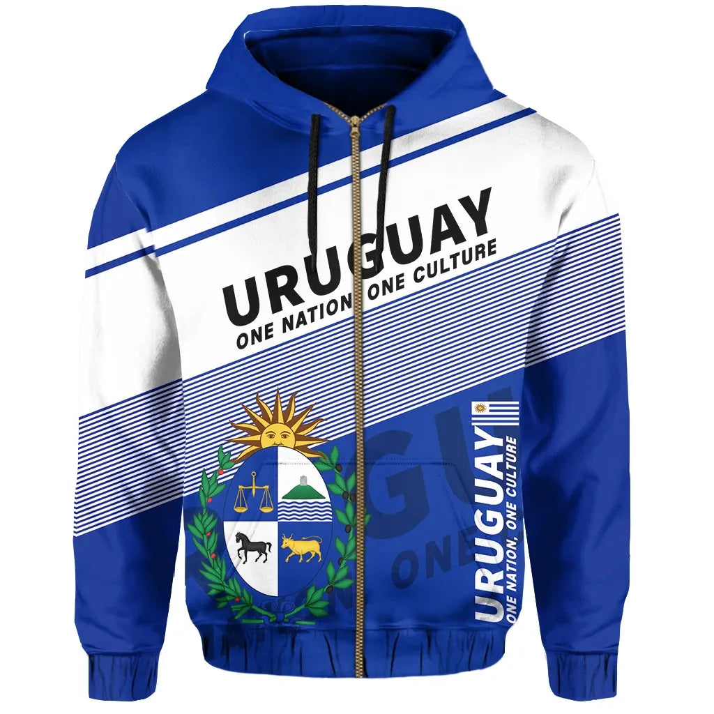 Uruguay Zipper Hoodie Flag Motto Limited Style RLT6 - Wonder Print Shop