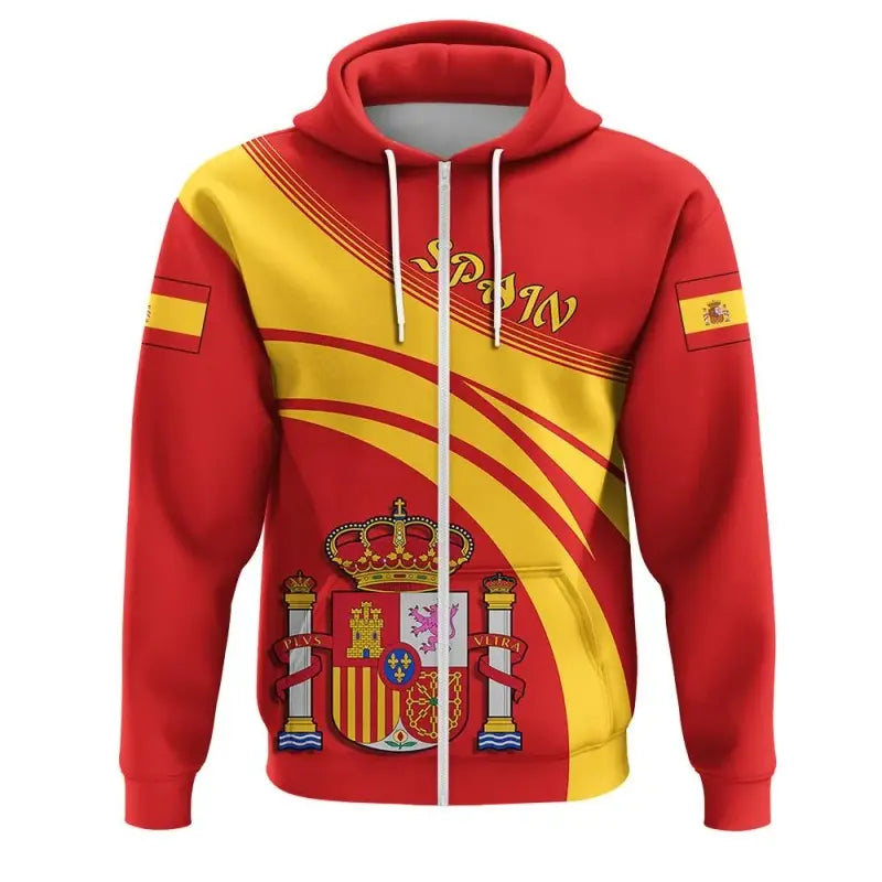 Spain Zip Hoodie Coat Of Arms Cricket Style RLT12 - Wonder Print Shop