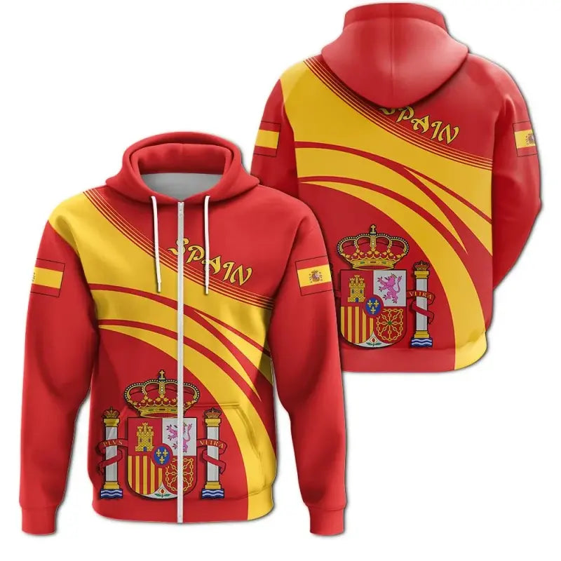 Spain Zip Hoodie Coat Of Arms Cricket Style RLT12 - Wonder Print Shop