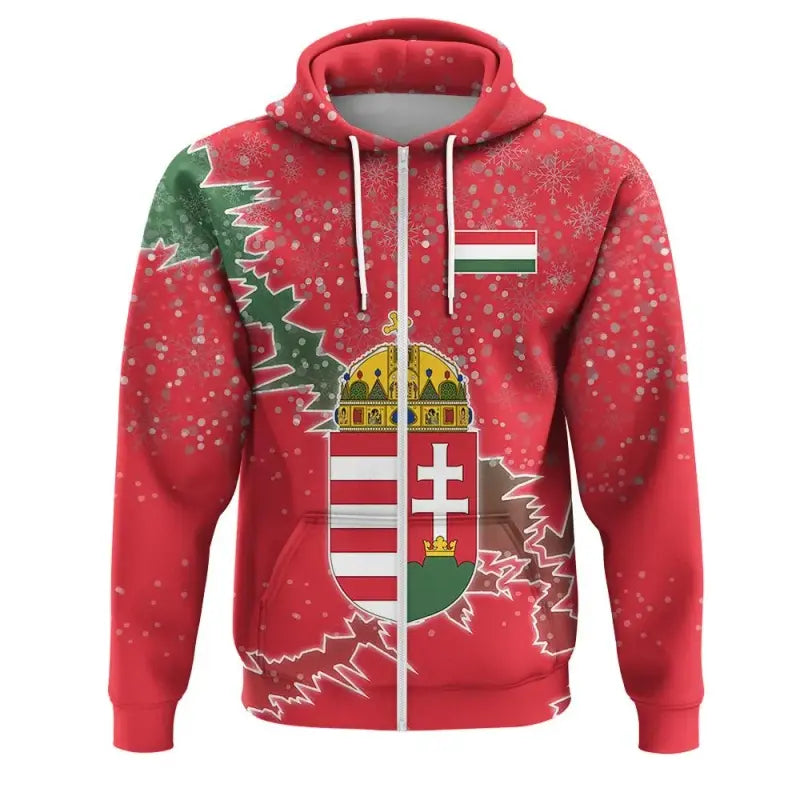 Hungary Christmas Coat Of Arms Zip Up Hoodie X Style RLT8 - Wonder Print Shop