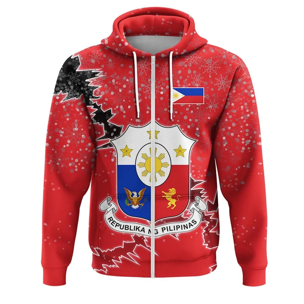 Philippines Christmas Zip Up Hoodie Coat Of Arms X Style8 RLT6 - Wonder Print Shop