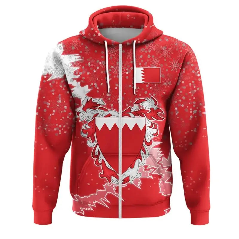 Bahrain Christmas Coat Of Arms Zip Up Hoodie X Style RLT8 - Wonder Print Shop