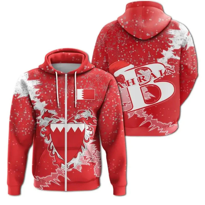 Bahrain Christmas Coat Of Arms Zip Up Hoodie X Style RLT8 - Wonder Print Shop