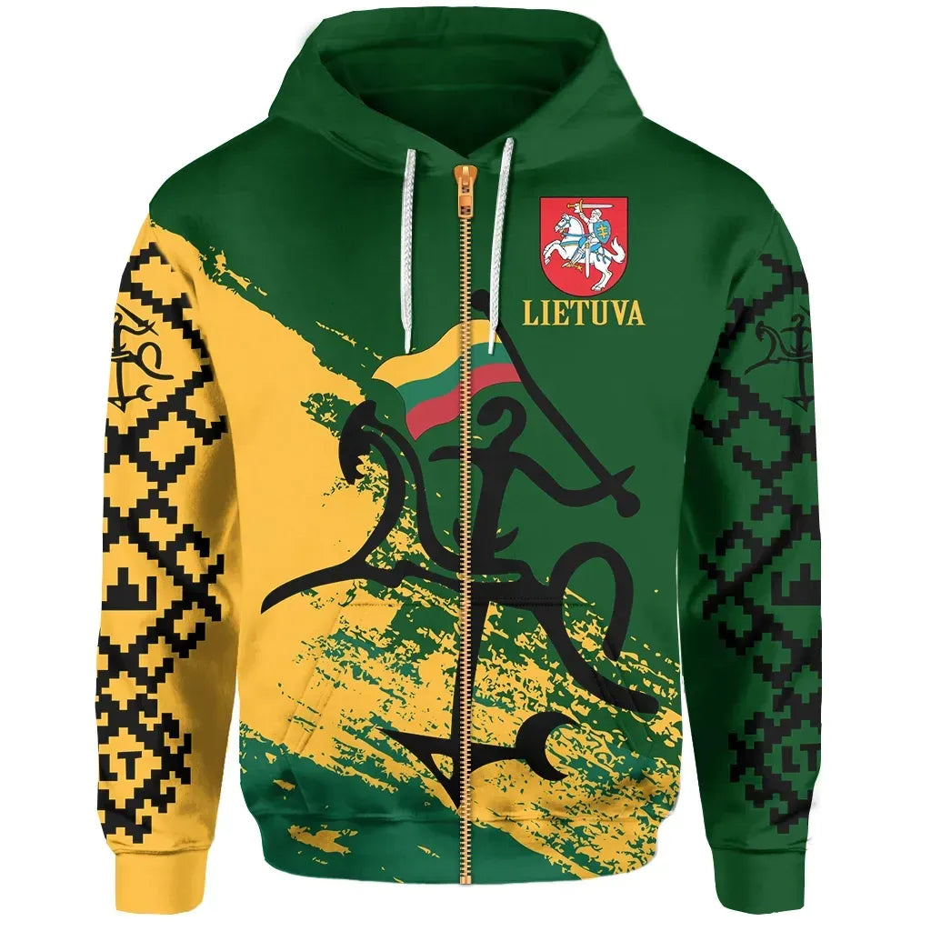 Lithuania Hoodie Lithuanian Tattoo (Zip) RLT6 - Wonder Print Shop